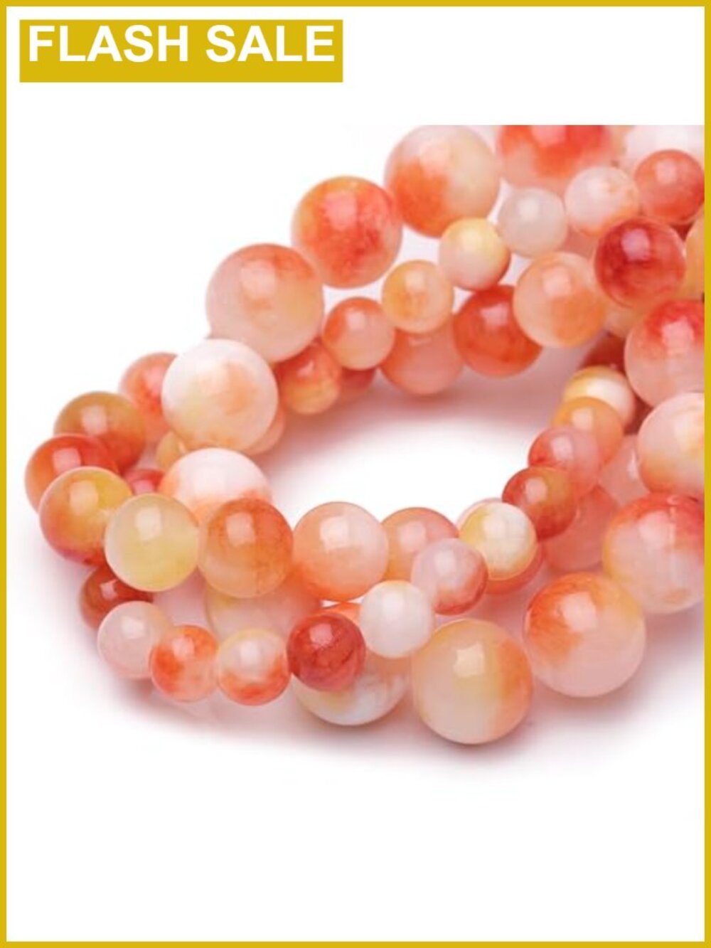 8mm Orange Jade Polished Smooth Round Natural Gemstone Beads 45 pcs for Jewelry